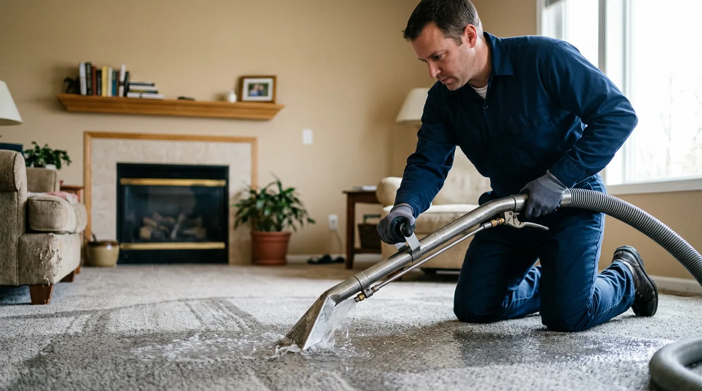 Water damage restoration technician working near Gays, IL